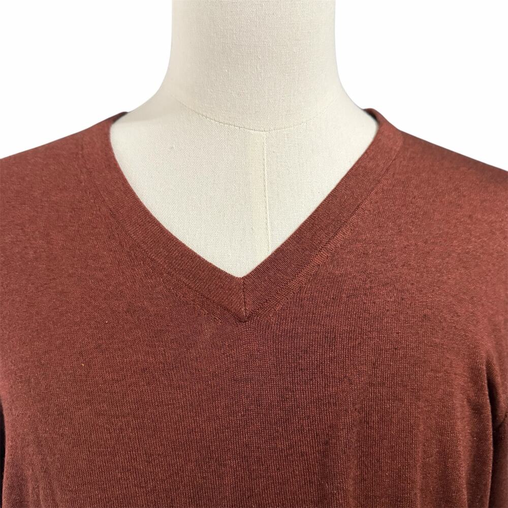 Banana Republic Men's Brown Silk Cashmere Blend V-Neck Sweater Sz XL Luxury Cozy